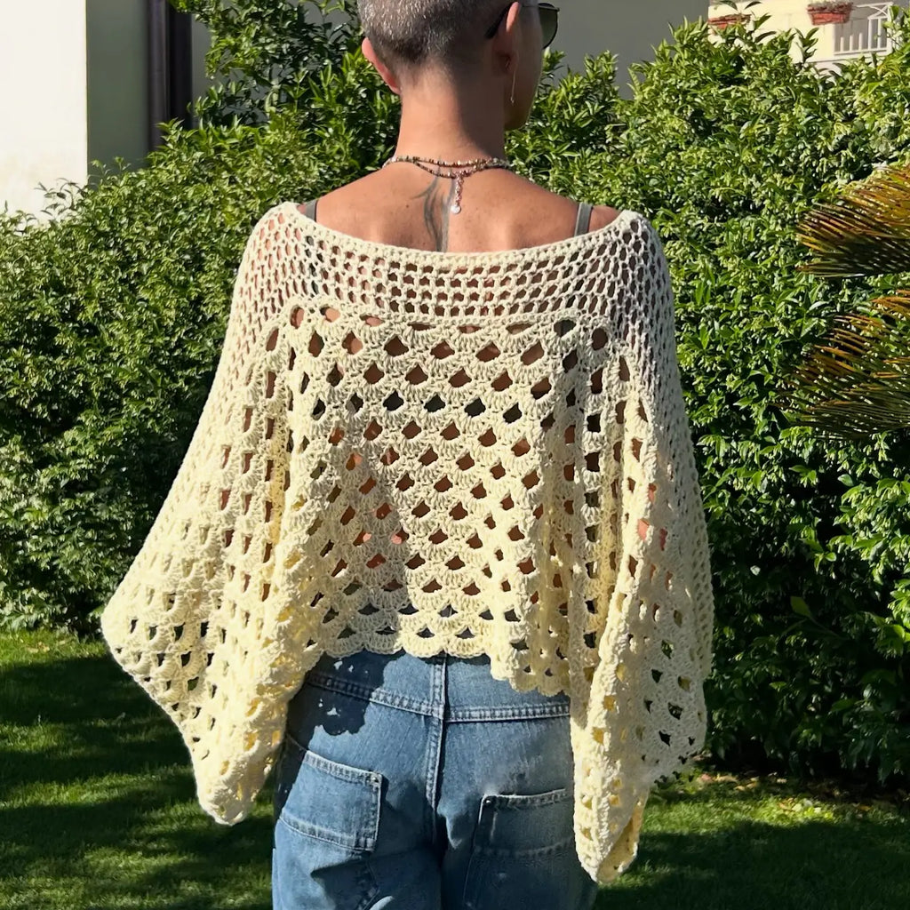 SUNNY TOP — Crochet Openwork Sweater Pattern ☀️