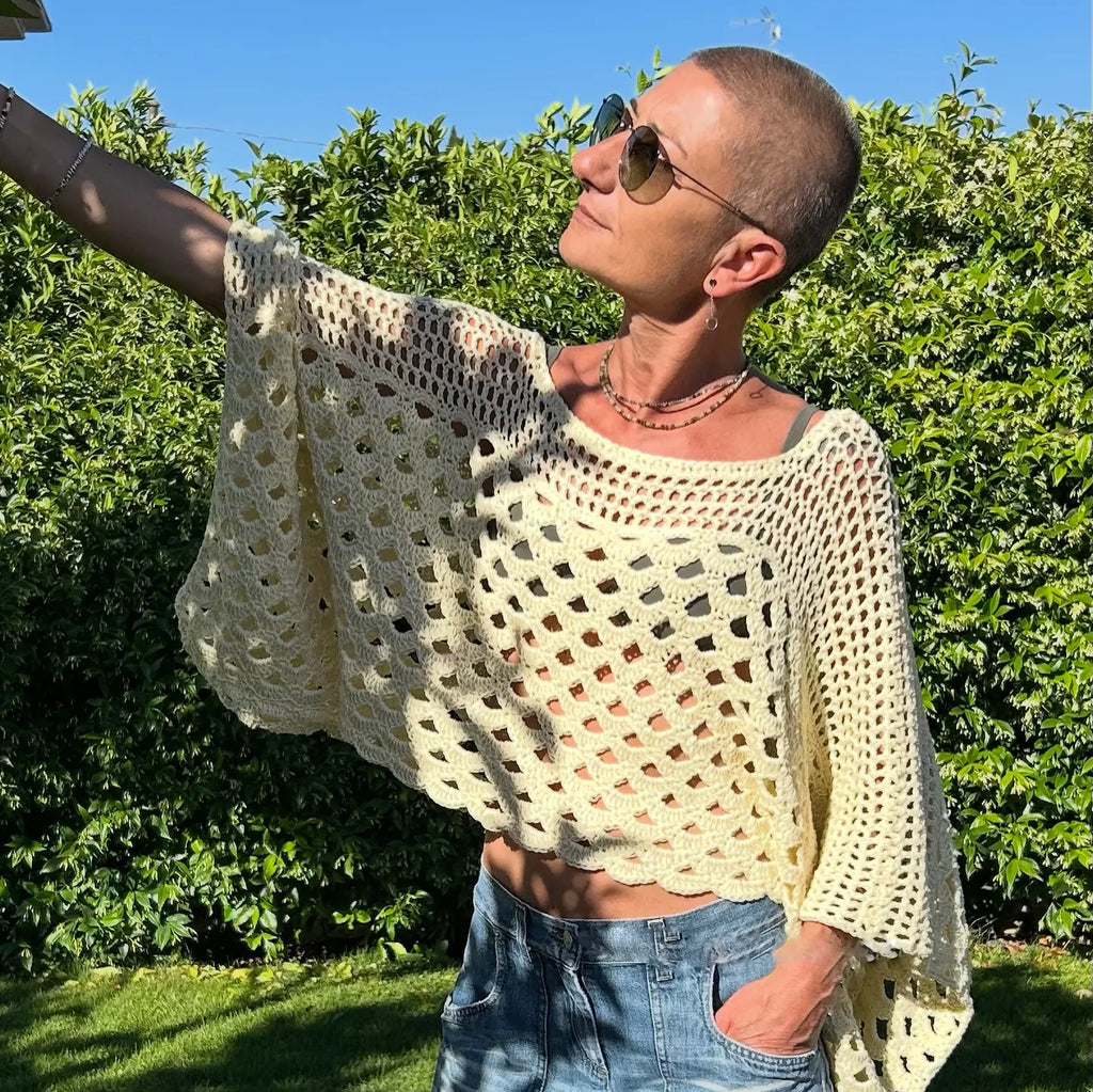 SUNNY TOP — Crochet Openwork Sweater Pattern ☀️