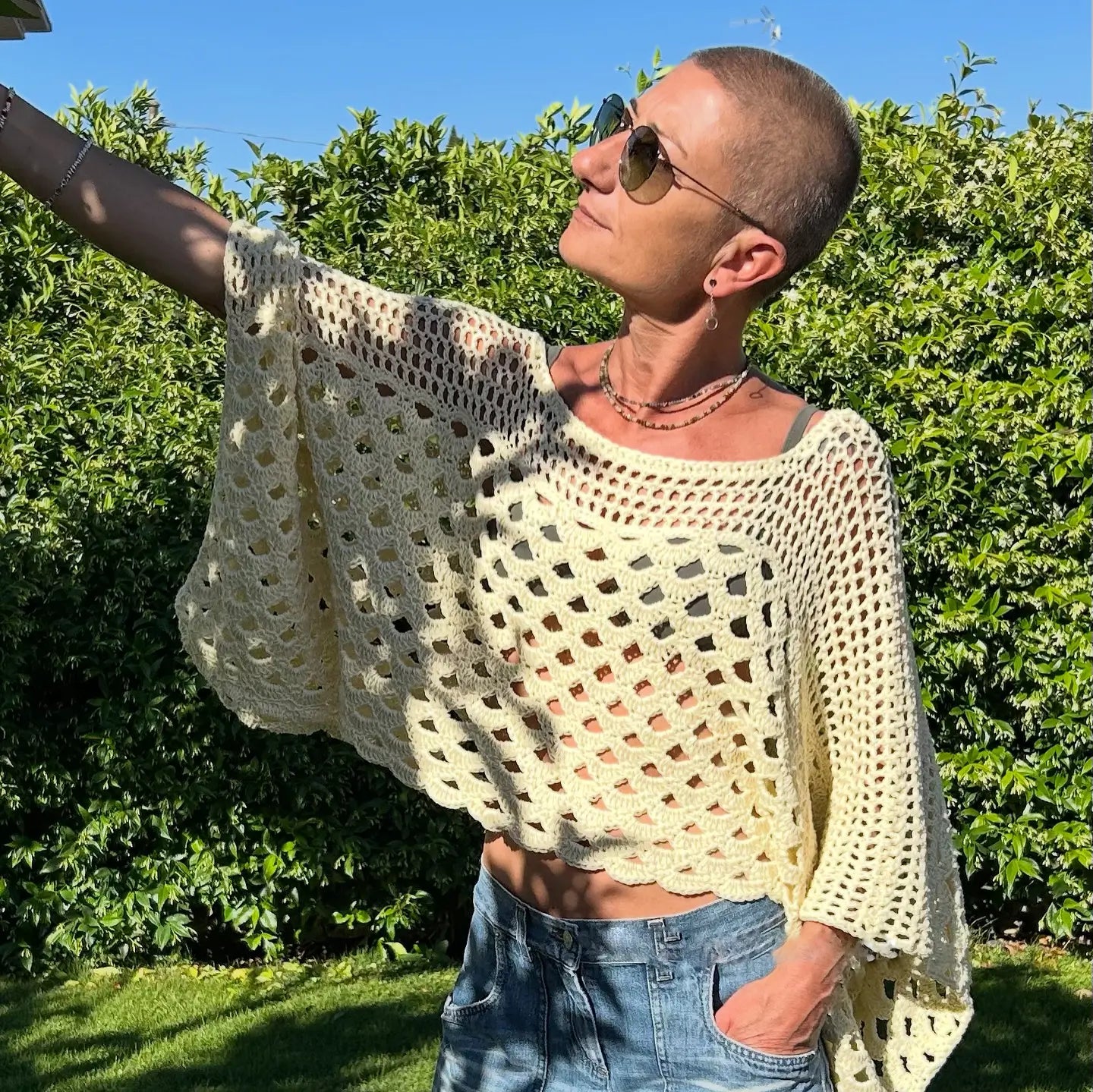 SUNNY TOP — Crochet Openwork Sweater Pattern ☀️