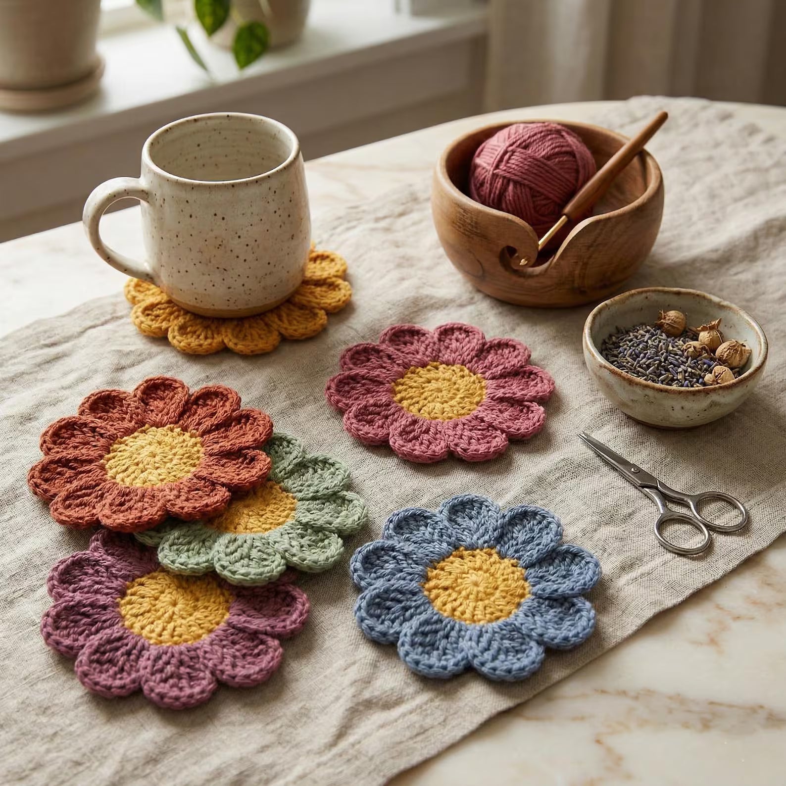 Flower Coaster Crochet Pattern